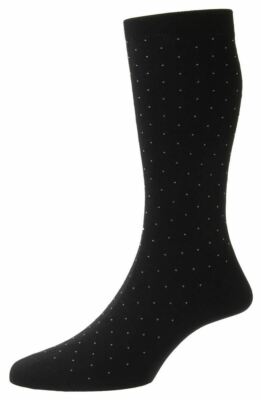 Pantherella Mens Gadsbury Cotton Fil D'Ecosse Pin Dot Socks - Black