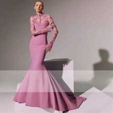 Mermaids Beaded Floral Lace Dress Button Elegant Evening Gown Wedding Small Tail