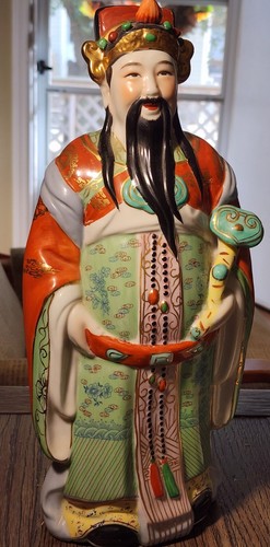 OLD VINTAGE CA 1940 FU LUXING STELLAR GOD OF HAPPINESS PORCELAIN STATUE - Picture 12 of 23