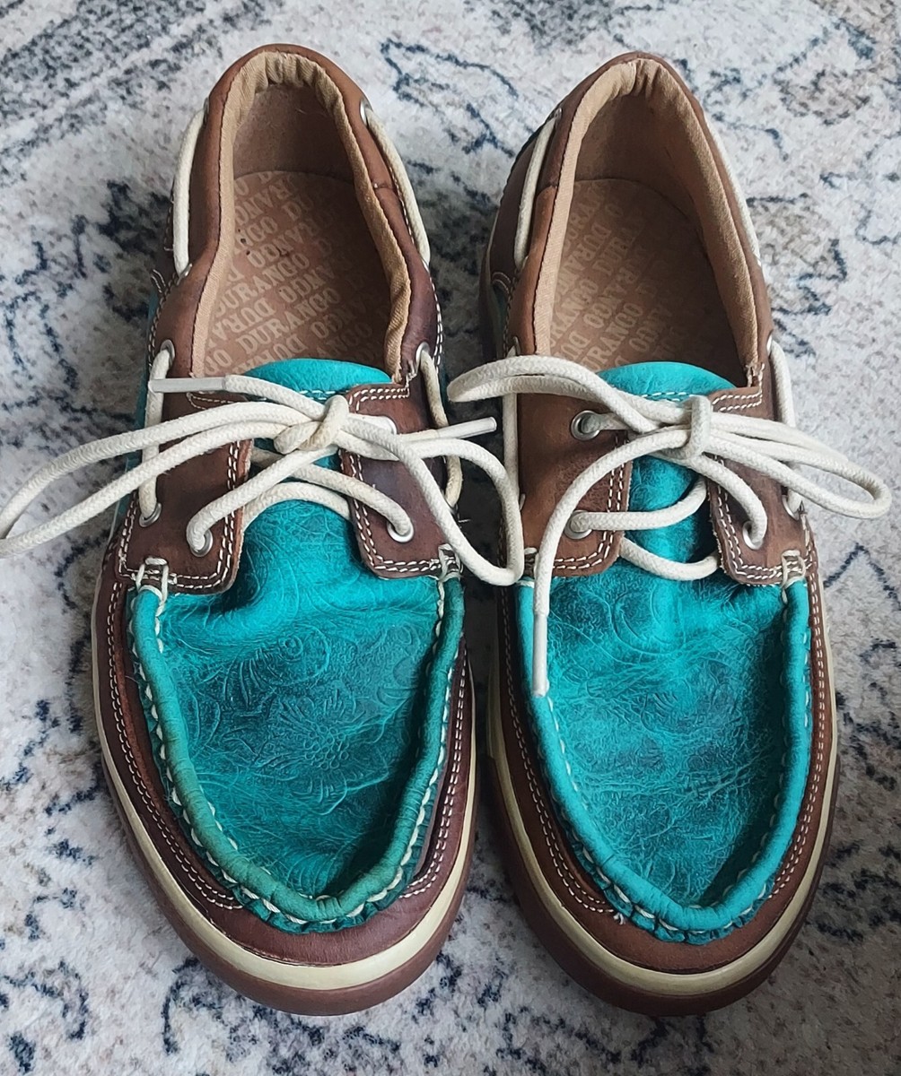 Durango Women's Music City Turquoise Western Boat Moc Shoes Size