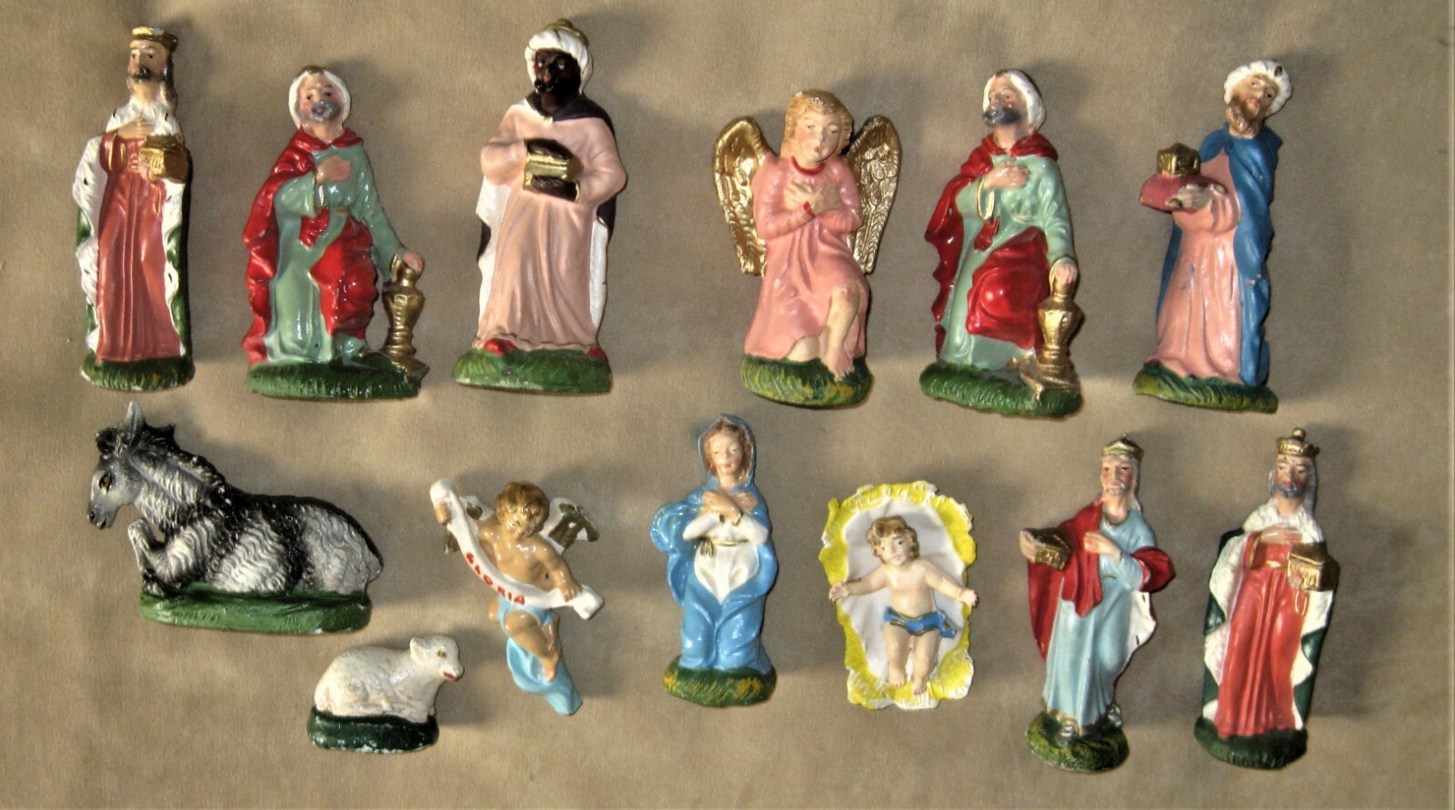 Vintage Made in Italy 14 Piece 4 1/4" Tall & Shorter NATIVITY FIGURES eBay