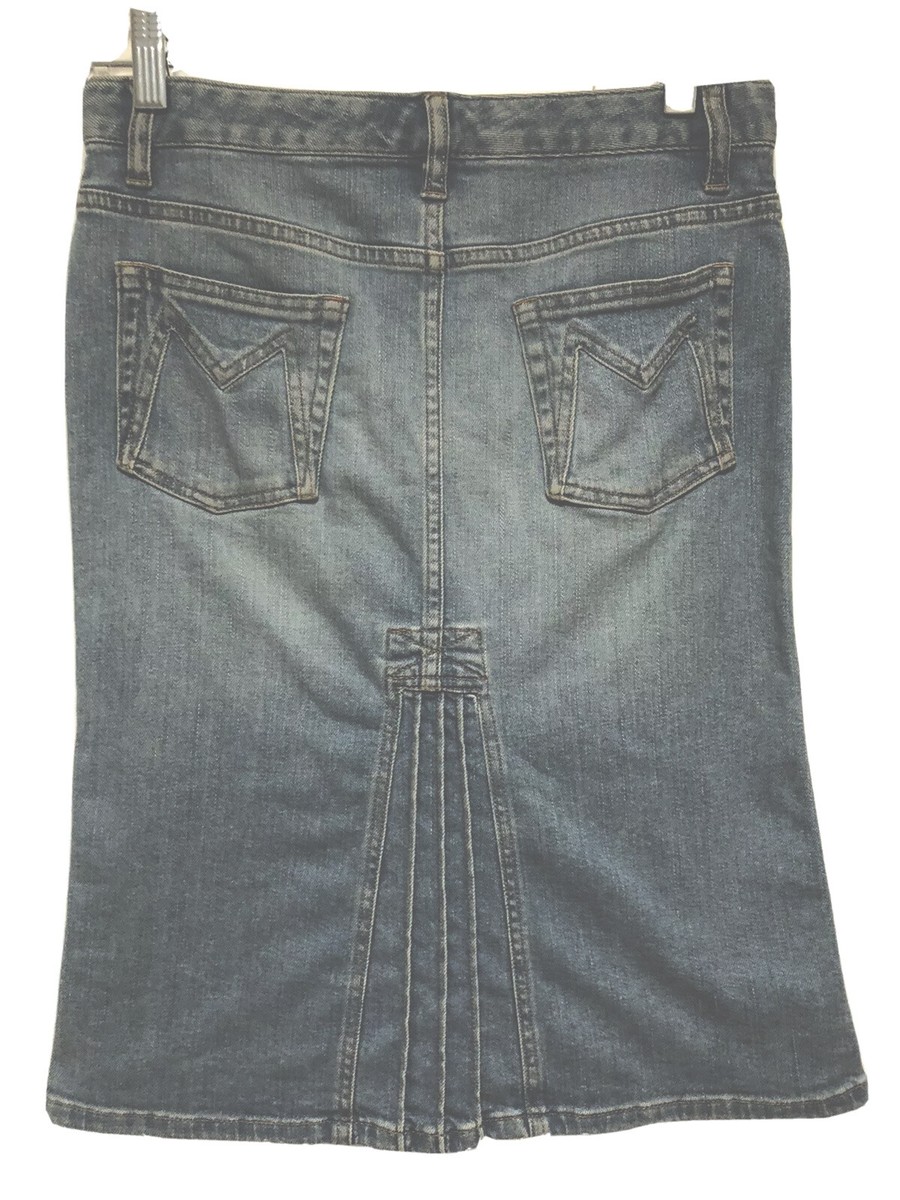 $180 Marc Jacobs Pleated Denim Skirt Knee Length