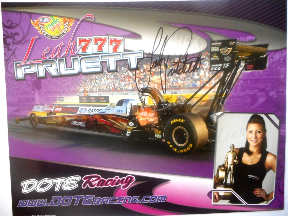 Tarjeta de héroe Leah (Pritchett) Pruett 2013 NHRA Top Fuel Dragster 777 8,5x11 Foto 2 de 4