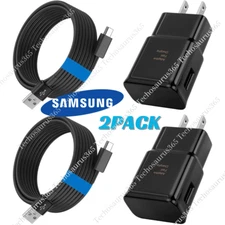 2PACK Fast Charging Cord With USB Wall Charger Block For Samsung S10 S9 S10 S20