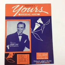 Yours Quiereme Mucho Jack Sherr Gonzalo Roig 1932 Pop Vintage Sheet Music