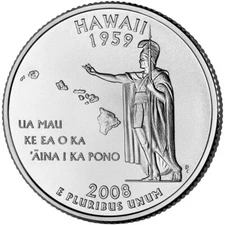 2008 D Hawaii State Quarter.  Uncirculated, Uncertified.  