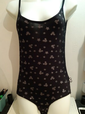 *NEW* Primark/Disney. Dark Grey Glitter Print Vest Bodysuit.  Size 10-12 (3)