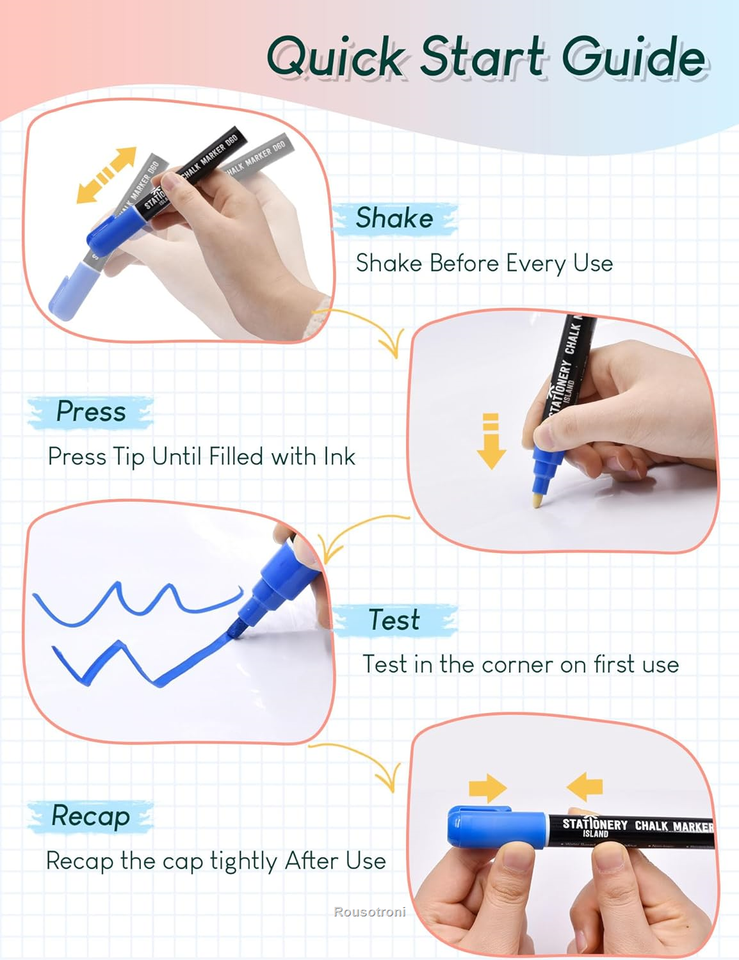 STATIONERY ISLAND Chalk Pens for blackboard, Liquid Chalk Markers for