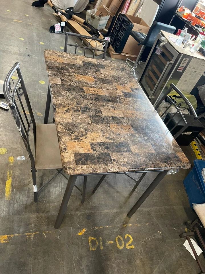 Juego de 1 mesa y 3 sillas de comedor de metal marrón Coaster - RECOGER EN NJ Foto 4 de 4