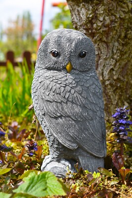 Gartendeko Gartenfigur Eule Kauz Schneeeule massiver Steinguss