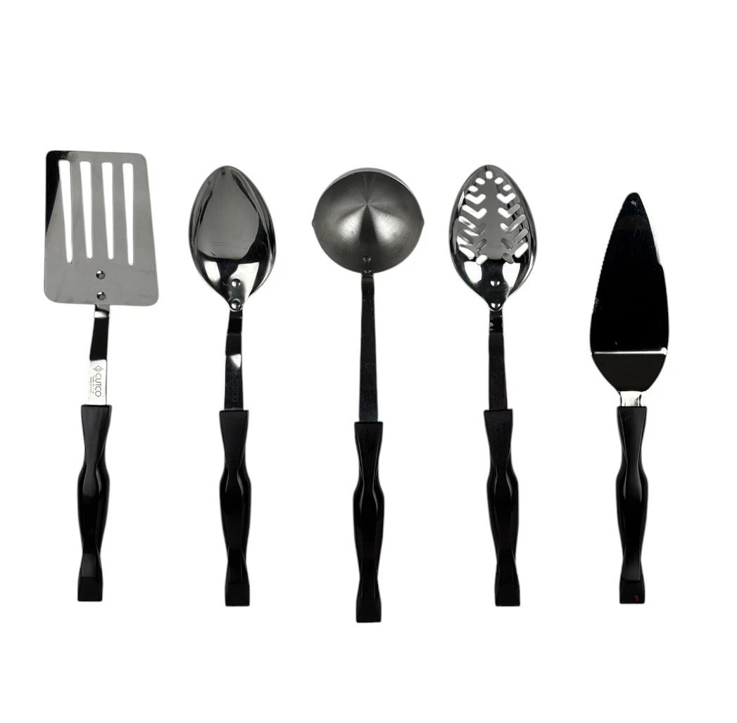 CUTCO Five Piece Utensil Set Turner Ladle Solid Spoon Slotted Spoon Server