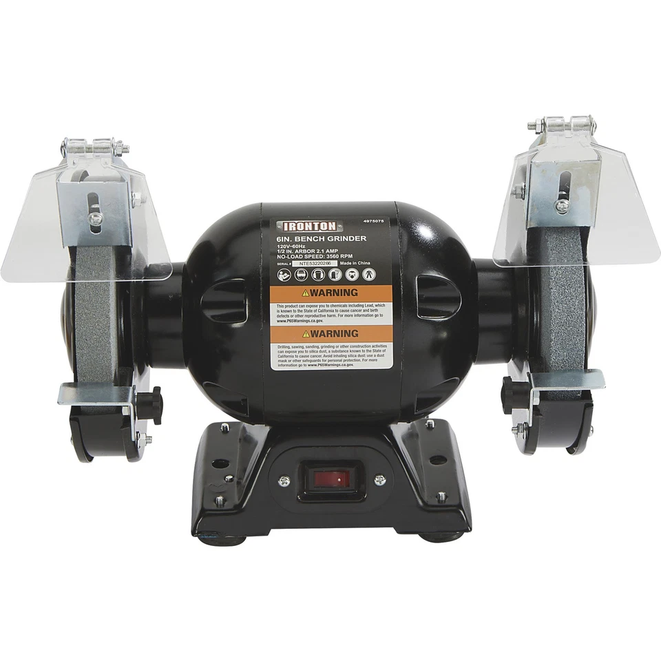 Ironton Benchtop Grinder with 6in. Wheel, 2.1 Amps, 1/2 HP, 3560 RPM Max. Speed - Image 3 of 4