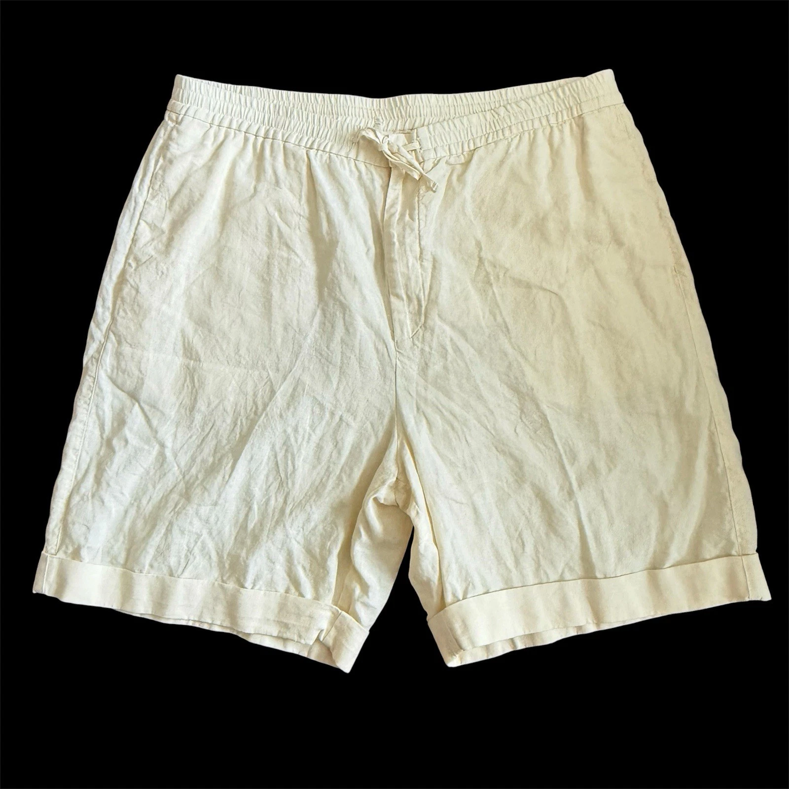 Canali Linen Shorts Size XL 38 Beige Made In Italy IT Size 60 Recent Regular Fit