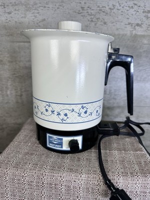 Vintage West Bend Hot Pot 2-6 Cup Electric 36oz Heat and Serve Blue Floral USA
