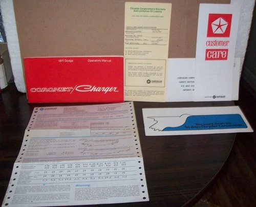 Original 1971 Dodge CORONET - CHARGER Operators Owners Manual & Buyer Paper Work