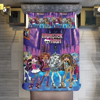 Anpassbar Bettwäsche Set 08.Monster High Bettbezug + Kissenbezüge 80x80 cm OL - Bild 1 von 2