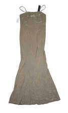 Lulus Dress Womens Medium Gold Glitter Shimmer Maxi Gown Sleeveless Formal Party