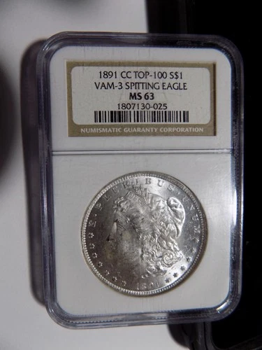 1891-CC Morgan Silver Dollar - NGC MS63 - Top 100 VAM-3 Spitting Eagle - Flashy
