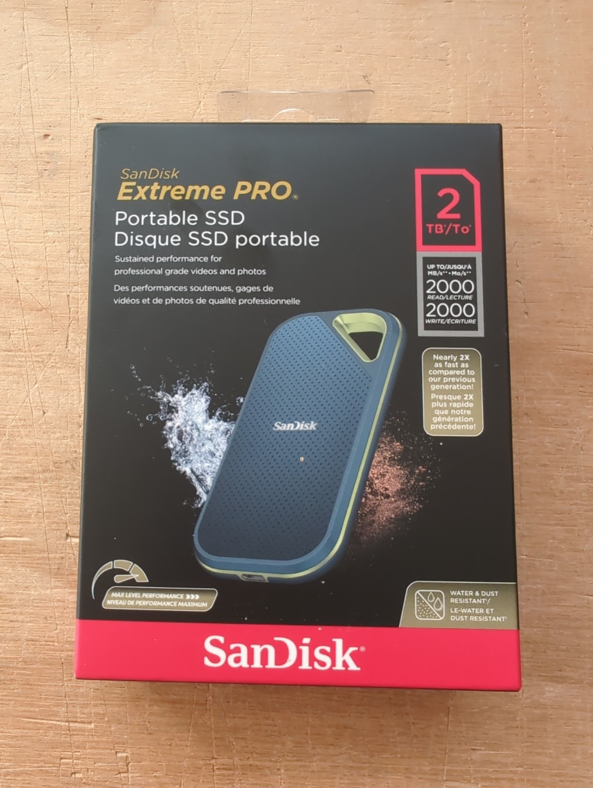 SANDISK Extreme PRO SSD 2TB Portable IP65 Water Dust Resistance