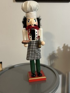 Nantucket Christmas Nutcracker Décor Figures, 15 inches Chef Wooden Pizza Wine