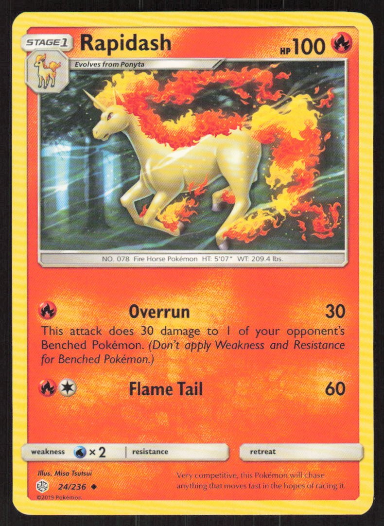 Pokemon Rapidash Uncommon 24/236 SM - Cosmic Eclipse LP