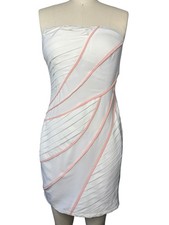 Katia White & Pink Strapless Dress NWT Pleats Size M