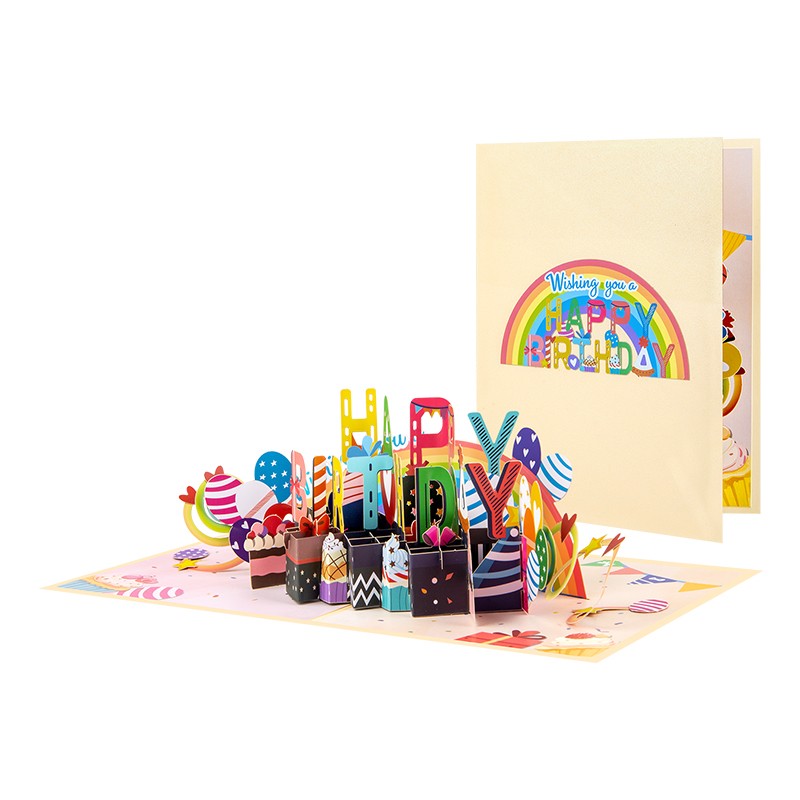 Brightfeel Cupcakes & Balloons Joyful Wishes 3D Pop Up Birthday Card - White - Image 2