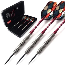 24 Grams Tungsten Steel Tip Darts Set 95% Tungsten with 1 Deluxe Dart Case