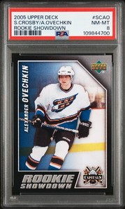 2005 UD RC SHOWDOWN #SCAO ALEXANDER OVECHKIN/SIDNEY CROSBY ROOKIE RC PSA 8
