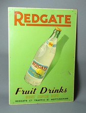 Vintage Redgate Fruit Drinks Lemon Squash Lithographed Tin Sign c1950 #26058