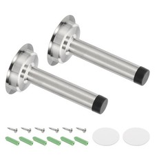 2 Pack 3.7 Inch Stainless Steel Door Stopper, Screw Adhesive Install Silver 
