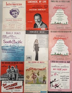 Nine Pieces Of Vintage Sheet Music, Movies