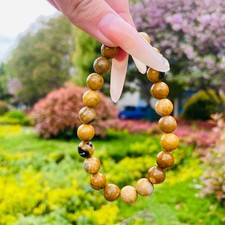 SL58-Natural Yellow Tiger Eye single circle stone beaded bracelet jewelry 1pcs