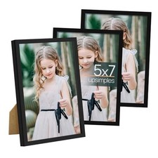 Picture Frame Set of 3, Made of High Definition Glass for 5 x 7 5x7 Black
