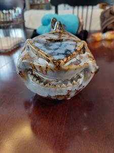 Grinning Ceramic Shark Candle Holder 7" Tea Light Votive