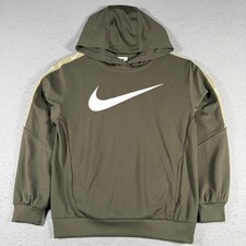 Nike Sportswear Youth Hoodie Olive Green Large Swoosh FZ4907-325 Size M