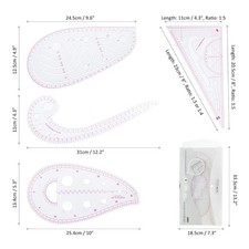 Fashion Clear Metric Sewing Ruler Set, French Curve Pattern Making Ruler Kit ...