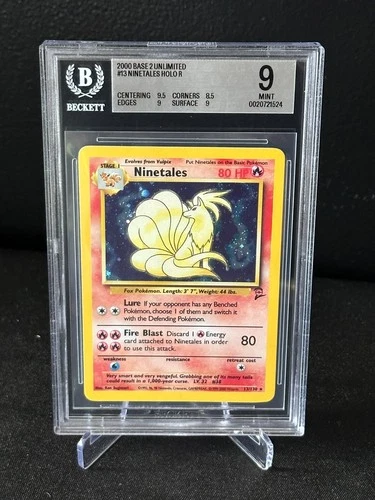 Ninetales Pokemon Base Set 2 Unlimited Holo Rare 13/130 Mint BGS 9