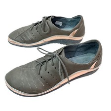New Naot Kumara LeatherLace Walking Shoes Womens 8 Gray Metallic Gold Made In Is