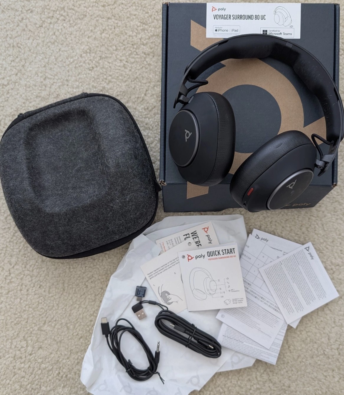 Poly Voyager Surround 80 Uc Microsoft Teams Certified Usb-C Headset +Usb-C/A
