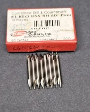 8pc KEO #1 HSS Combination Drill & 60° Countersink 1¼" OAL US Made Machinist 