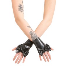 Unisex Latex Fingerless Gloves Bow Rubber Gloves Fetish Clubwear Masquerade