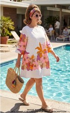 Vintage Cole of California Mod Floral Dress XL Shift Flare Sleeves Resort Cruise