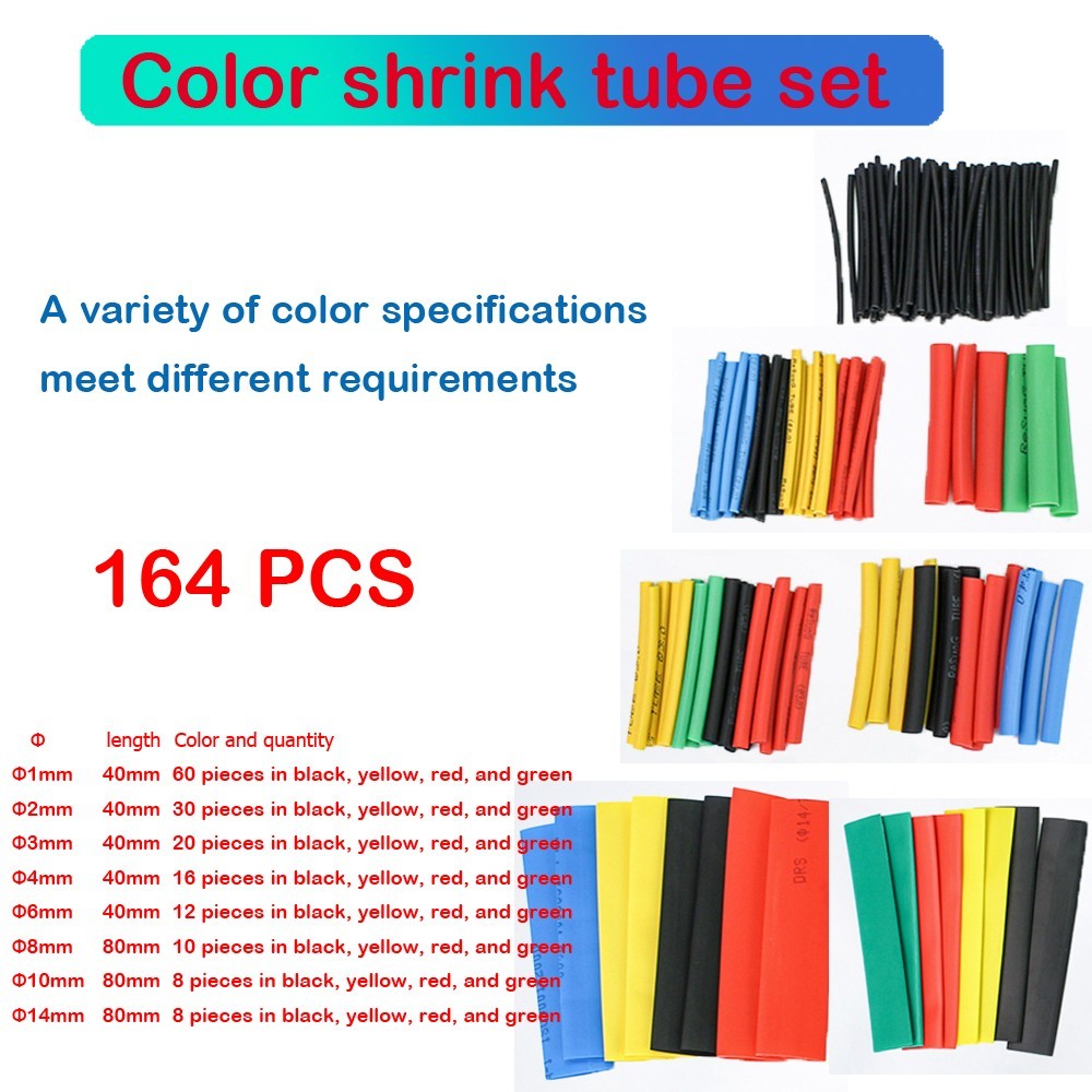 164 Pcs Heat Shrink Tubing Sleeve 2:1 Shrinkable Tube Wire Cable Assortment Kit