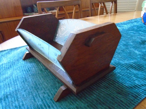 Antique Vintage 1930s English Oak Table Top Fruit Bowl Stand 10 1/2"W VG Conditi - Picture 6 of 8