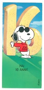 Peanuts Schulz Snoopy Biglietto Auguri Gift Card Grande 16 Anni Hallmark Anni 80 Ebay