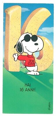 Peanuts Schulz Snoopy Biglietto Auguri Gift Card Grande 16 Anni Hallmark Anni 80 Ebay