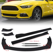Front Bumper Lip Spoiler Splitter Glossy Black Extension For FORD Mustang GT