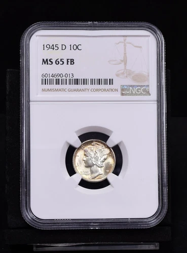 1945-D Mercury Dime - NGC MS65FB (49475-K)