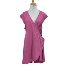 Daily Practice Dress L Large Womens Pink Montauk V Neck Faux Wrap Anthropologie